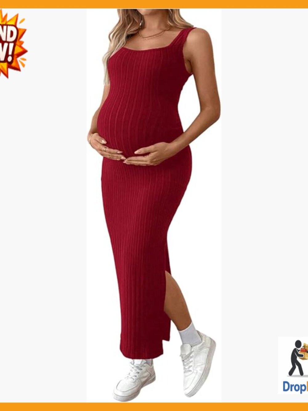 Maternity Maxi Dress Bodycon Twisted Ruched Cut Out Backless Side Split